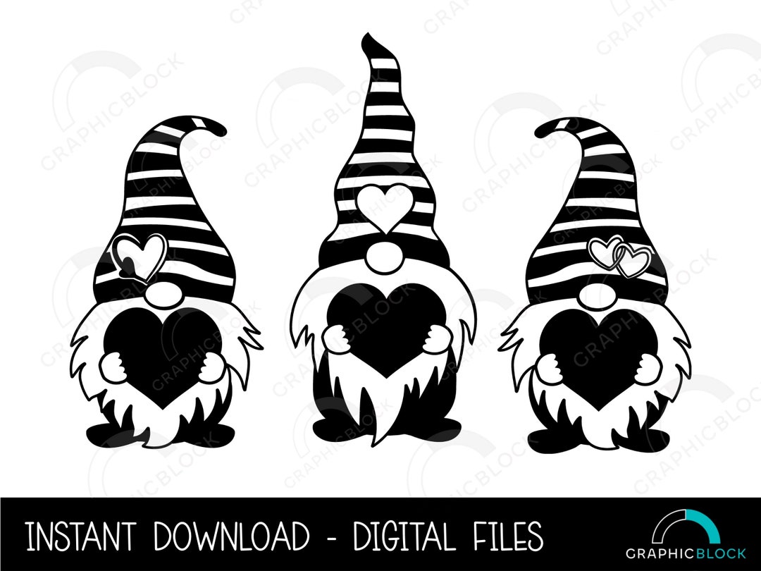 Valentinstag Wichtel mit Herzen SVG PNG: Cricut Silhouette Schnitt