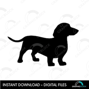 Dackel SVG Silhouette, Dackel PNG, Dackel Schnittdatei für Silhouette Studio & Cricut, Hunderasse Clip Art Vektor Eps Sofortiger Download