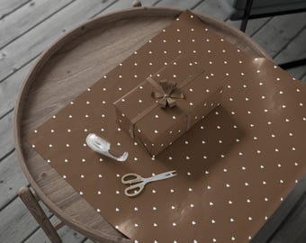 Inpakpapier met bruine harten, minimalistische cadeauverpakking