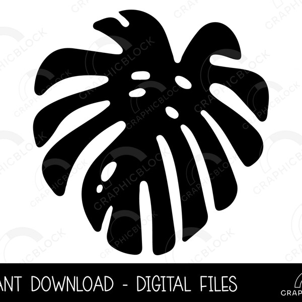 Monstera Leaf SVG #3, Monstera Silhouette PNG, Tropical Leaf Vector, Plant Cricut Cut File Eps Dxf, Diy Craft Clip Art, Digital Download