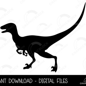 Velociraptor Silhouette SVG # 2, Dinosaur PNG, Dino Vector, Cricut Cut File, Jurassic Eps Dxf Black Clip Art Raptor Outline, Digitale Download