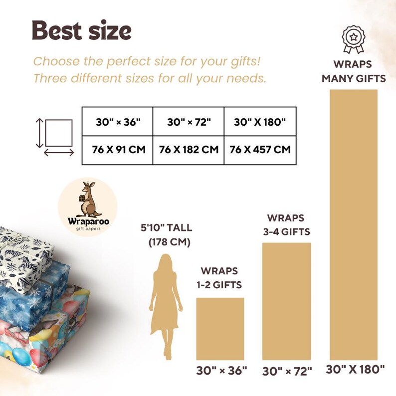 Best Size Gift Wraps, Multiple Sizes Available, Perfect For Any Gift, 30x36, 30x72, 30x180, High Quality Wrapping Paper