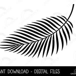 Tropical Leaf SVG #1, Palm Leaf Silhouette PNG, Plant Fern Botanical Vector Cricut Cut File Eps Dxf Black Outline Clip Art, Téléchargement numérique