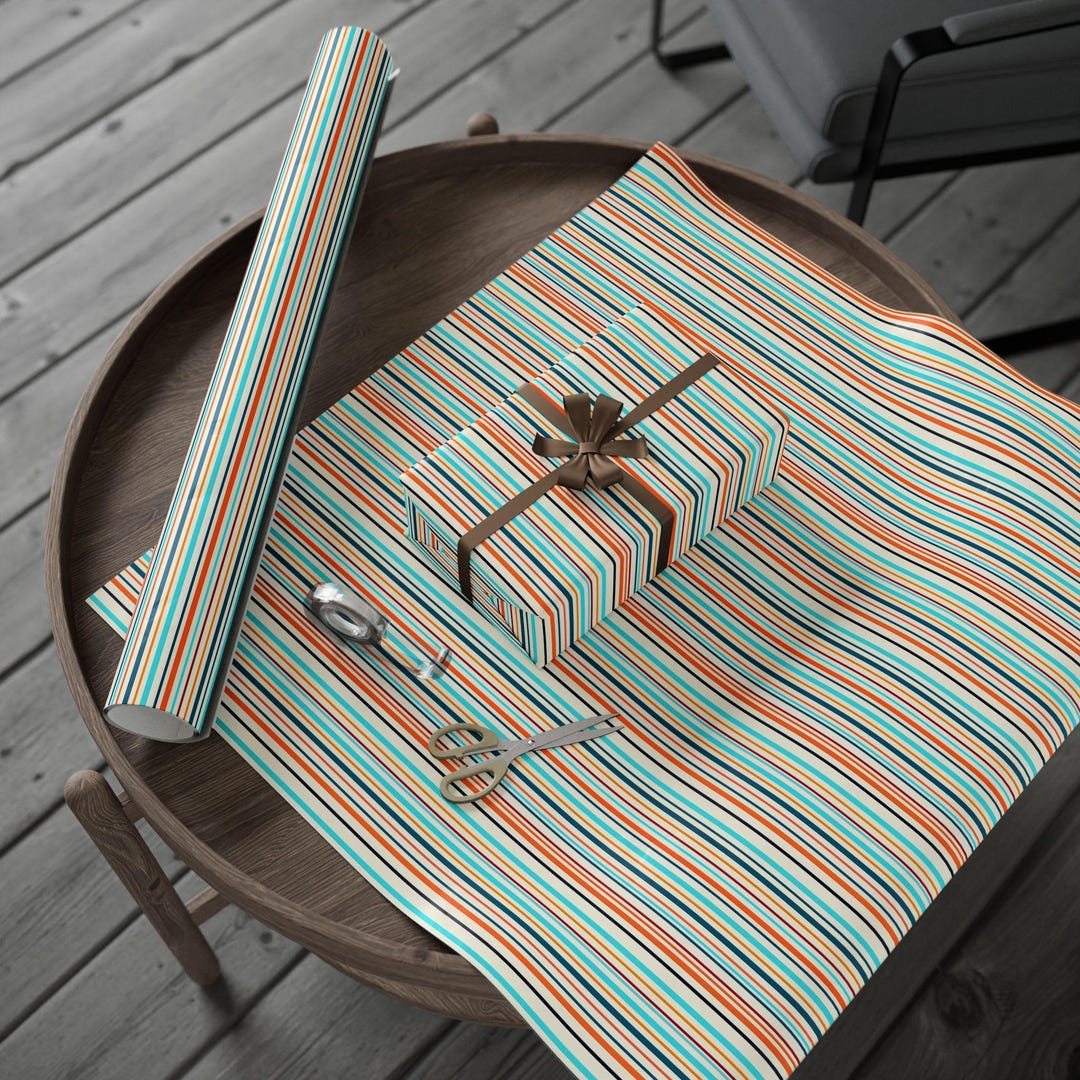 Strippy Rapping Paper Vibrant Striped Wrapping Paper, Modern Geometric Gift Wrap, Colorful ...