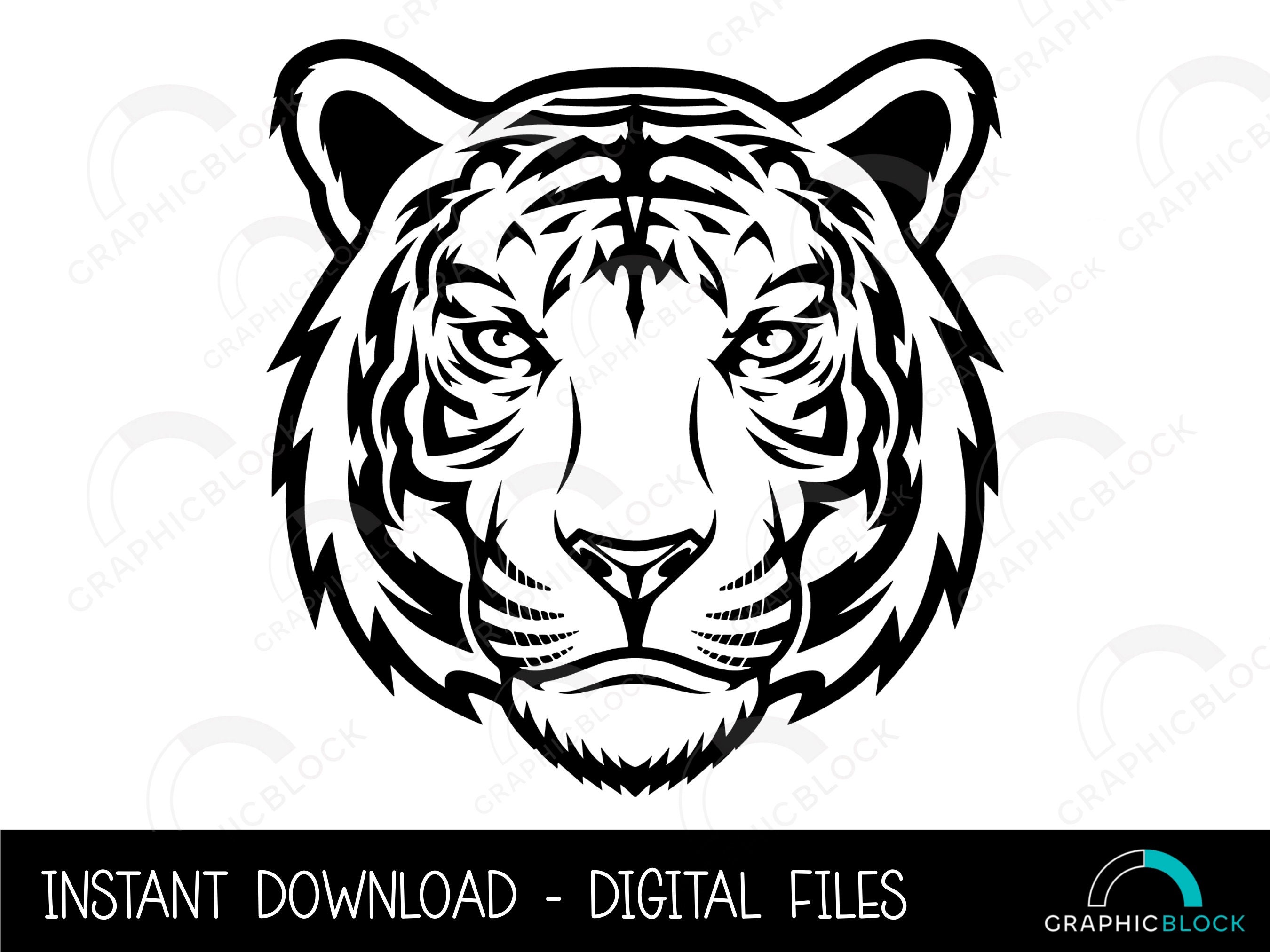 Tiger Head SVG 12, Angry Face PNG, Wild Cat Vector, Cricut Cut File ...