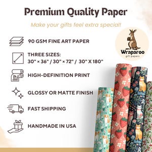 Premium Quality Wrapping Paper, Cute Cat Design Gift Wrap, High-Definition Print, Cool Animal Decorative Paper, Handmade in USA