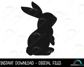 ウサギのシルエット SVG: イースターラビットベクターアウトライン (デジタルダウンロード)
