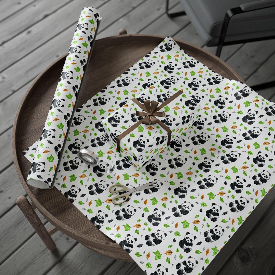 Panda Wrapping Panda Bear Wrapping Paper, Whimsical Animal Print, Glossy or Matte - Etsy