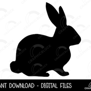 Rabbit Silhouette SVG | Easter Bunny Vector PNG | Commercial Use Cut ...