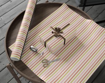 Pink Stripe Wrapping Paper, Pastel Gift Wrap, Modern Stripes, Girly Gift, Birthday Wrapping Paper, Premium Quality, Gift Wrap for Her