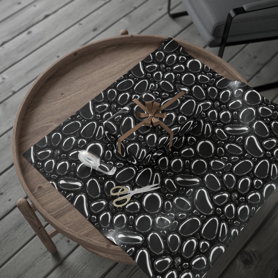 Pibble Wrapping Paper Black Pebble Wrapping Paper, Modern Shiny Stone Gift Wrap - Etsy