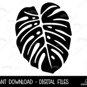 Monstera Leaf SVG #4, Monstera Silhouette PNG, Tropical Leaf Vector, Plant Cricut Cut File Eps Dxf, Diy Craft Clip Art, Digital Download
