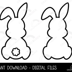 Outline Bunny SVG Set, Easter Bunny Silhouette Shape Bundle, Rabbit Vector, Cricut Cut File, Bunny Png Dxf Spring Clip Art, Téléchargement numérique