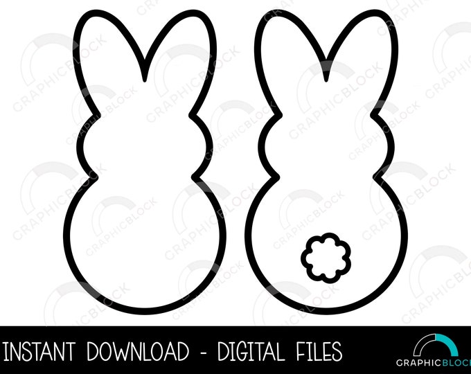 Easter Bunny Outline SVG Bundle, Bunny Silhouette Shape Set, Rabbit ...