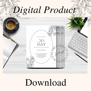 30 Day Planner Printable, Goal Setting PDF, Progress Tracking Organiser ...