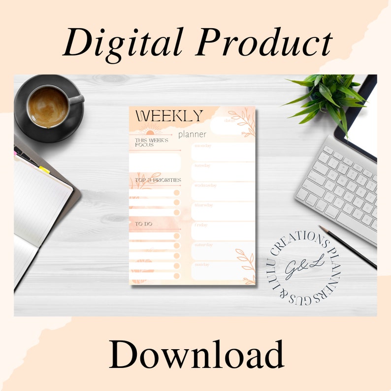 Organiser Weekly Rss Weekly Planner Printable, Weekly Planner PDF, Printable Organiser ...