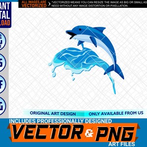 Dolphin Surf Printable Full Color Logo Elemento di design grafico. SVG . EPS. PNG . Pdf Clipart Vector Art File