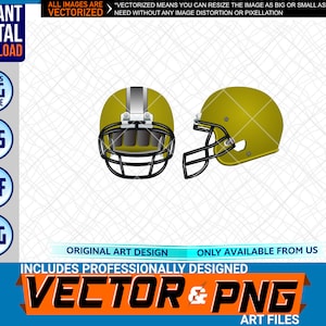 Gold Football Helmet Printable Full Color Logo Graphic Design Element .SVG .EPS .PNG .Pdf Clipart Vector Art File