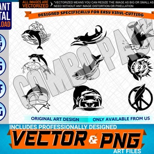 Delfini Aquatic Sea Life Logo Elemento grafico di design . SVG . EPS. PNG . Pdf Clipart Vector Cricut Vinyl Cut Cutting Art File