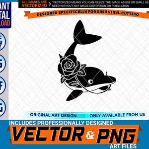 Dolphin Rose Nuoto Logo Elemento grafico di design. SVG . EPS. PNG . Pdf Clipart Vector Cricut Vinyl Cut Cutting Art File