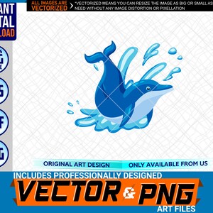 Dolphin Splash Afdrukbare Full Color Logo Grafisch Ontwerp Element. SVG . EPS. PNG . Pdf Clipart Vector Kunstbestand