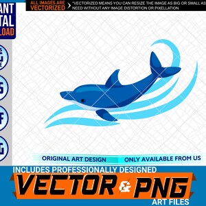 Dolphin Surfing Wave Stampabile Full Color Logo Elemento di design grafico. SVG . EPS. PNG . Pdf Clipart Vector Art File