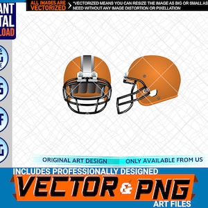 Orange Football Helmet Printable Full Color Logo Graphic Design Element .SVG .EPS .PNG .Pdf Clipart Vector Art File