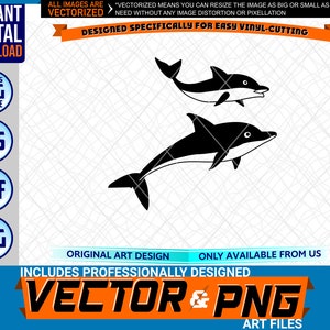 Dolphin Twin Swimming Logo Elemento di design grafico. SVG . EPS. PNG . Pdf Clipart Vector Cricut Vinyl Cut Cutting Art File