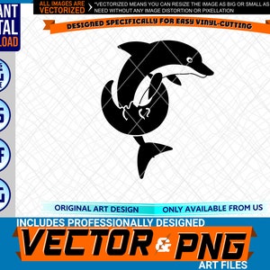 Dolphin Over Moon Logo Elemento di design grafico. SVG . EPS. PNG . Pdf Clipart Vector Cricut Vinyl Cut Cutting Art File