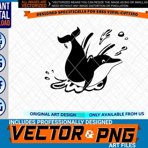 Dolphin Splash Logo Elemento di design grafico. SVG . EPS. PNG . Pdf Clipart Vector Cricut Vinyl Cut Cutting Art File