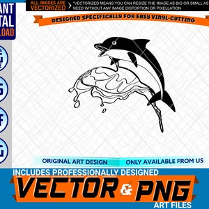 Dolphin Surf Logo Grafisch Ontwerp Element . SVG . EPS. PNG . Pdf Clipart Vector Cricut Vinyl Cut Cutting Art File