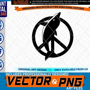 Dolphin Peace Logo Elemento di design grafico. SVG . EPS. PNG . Pdf Clipart Vector Cricut Vinyl Cut Cutting Art File