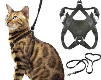 Ensemble harnais et laisse résistants aux fuites Houdini™ pour chats - Léger, sans étouffement et réglable avec une conception facile à enfiler - Par OutdoorBengal