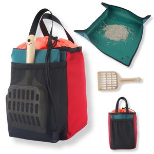Caja de arena portátil: kit de caja de arena de viaje 3 en 1 para viajar con gatos en avión, automóvil o kit de evacuación de emergencia, sin suciedad, fácil de limpiar