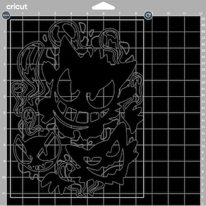 May include: Black and white digital design featuring three spooky Halloween jack-o'-lantern faces with intricate details.