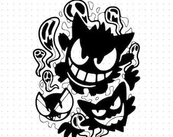 ポケモン ゲンガー 進化 SVG | ゲンガー SVG | ポケモン SVG | デジタル SVG ファイル | ポケモン ファンアート | ゲンガーの即時ダウンロード | ゴースト | ガストリー
