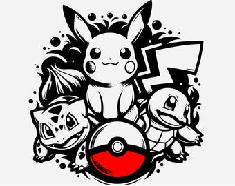 Pokkemon digital nedladdning, Cricut-klippfil, skärmaskinsfil, svg, png, esp, dxf, Ai, Pokkeball, Anime, digital, enkel nedladdning, kort