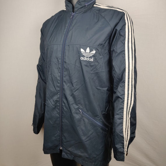 Adidas Vintage 90s Navy Windbreaker Rain Jacket Men Size