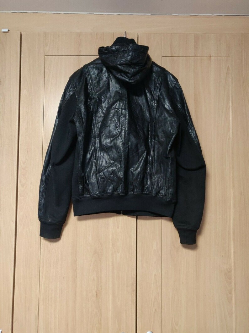zara leather hooded jacket
