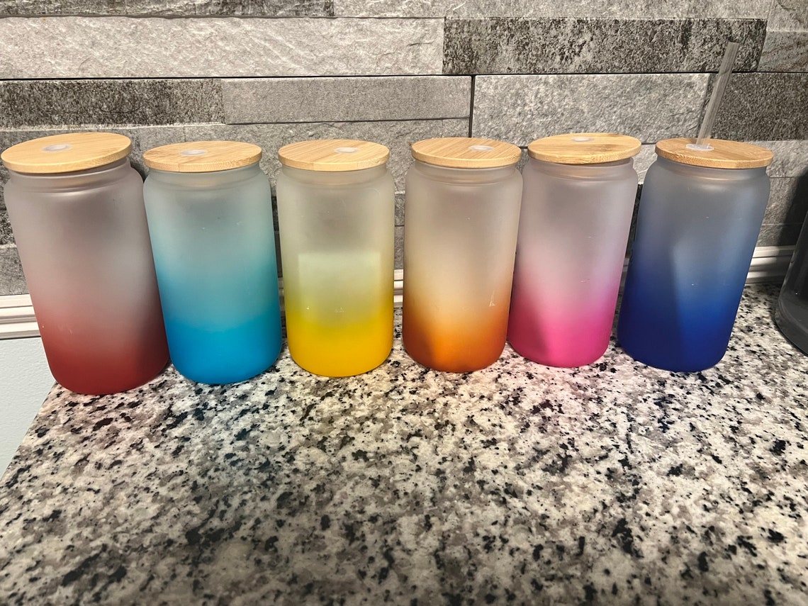 Hocus Apothecary Ombre Frosted Glass Libby Tumbler Bamboo Lid Etsy