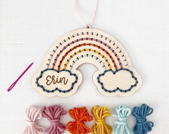 Personalized Rainbow Yarn Sewing Craft Kit: Kids DIY Embroidery