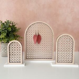 Rattan Arch Earring Displays, Earring Organizer, Rattan Arch Earring Stand Trio, Boho Earring Display, Earring Photo Prop