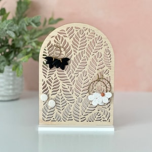 Arched Leaf Earring Stand: Maple Wood Boho Earring Organizer