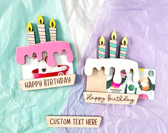 Birthday Cake Shaped Gift Card Holder, Happy Birthday Gift Card Holder, Birthday Gift Idea, Custom Gift, Personalized Gift Idea