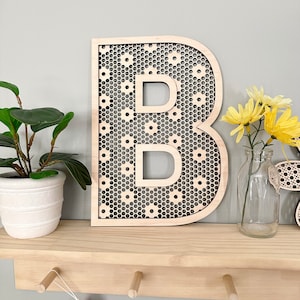 Flower Rattan Letters, Boho Nursery Decor, Shelf Decor for Nursery, Above Crib Monogram, Playroom Sign