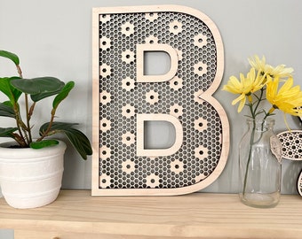 Flower Rattan Letters, Boho Nursery Decor, Shelf Decor for Nursery, Above Crib Monogram, Playroom Sign