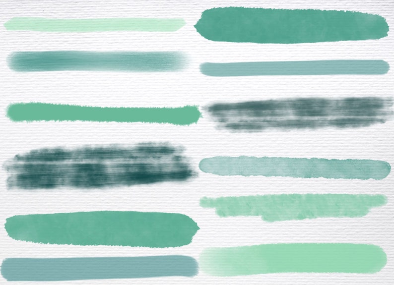 Sage and Green Watercolor Brush Strokes, Instant Download, Watercolor