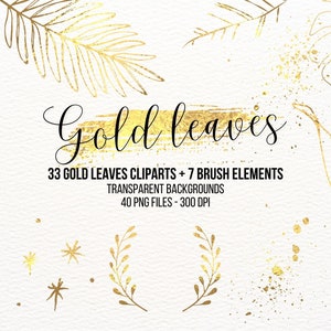 Gold Leaves PNG Leaf Clipart Gold Botanical Elements