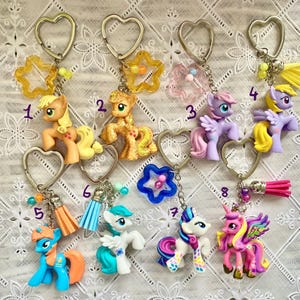 Mein kleines Pony handgemachte Schlüsselanhänger mit offiziellen hasbro Einhorn Figuren Perlen Herz Schlüsselanhänger Fanart