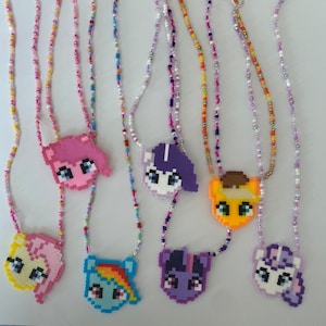 Mähne 6 Halsketten My Little Pony Perler Perlen Eisenperlen Perlenketten Twilight Sparkle Rarität Regenbogen Dash Fluttershy Pinkie Pie mini